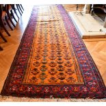 A PAIR OF ANTIQUE HAMADAN-KURD KELLAI RUNNERS. 13ft x 3ft 6ins.