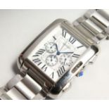 A CARTIER CHRONGRAPIA STAINLESS STEEL WATCH AND BRACELET.