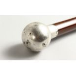 A SILVER HANDLE WALKING CANE