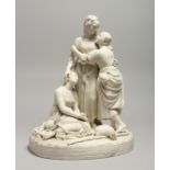 A LATE 19TH CENTURY PARIAN WARE GROUP "NAOMI AND HER DAUGHTER IN LAW". 13 ins high.
