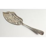 A RUSSIAN PIERCED AND ENGRAVED FISH SLICE Maker W.M. 84