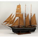 AN EARLY / MID 20TH CENTURY 4 FOOT MODEL OF THE TOPSALE 3 MASTER SCHOONER "WILLIAM ASHBURNER" The