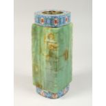 A SUPERB LARGE RUSSIAN JADE AND CLOISSONE ENAMEL VASE 12ins high