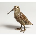 A SUPERB HEAVY AUSTRIAN PAINTED COLD CAST CURLEW 5.5ins high.