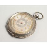 A LADIES VICTORIAN ENGRAVED SILVER FOB WATCH