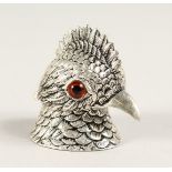 A SILVER PLATED COCKATOO INKWELL