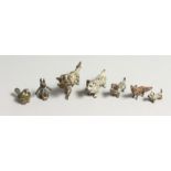 SEVEN AUSTRIAN PAINTED COLD CAST ANIMALS 4 dogs, bird, rabbit and fox (7).