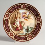 A VIENNA CIRULAR PLATE CLASSICAL SCENE BY F KOLLER. Beehive mark 9.5ins diameter