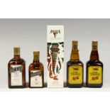 FIVE BOTTLES OF RUM LIQUERS