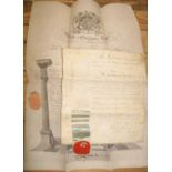 [FREEMASONS] 2 vellum documents, 1826 & (partially engraved) 1863, folded (2)