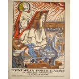 [PRINT FESTIVAL POSTER] CHIEZE (Jean) printer: "Saint Jean Porte Latine," col. Woodcut, 39 x 30