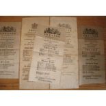 [JAMAICA] a fine series of 5 small theatre bils, 3 printed on silk (of which 1 is split in 3) and