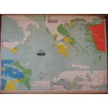 [MAP] KARS (J.P.) large (82 x 103 cms) wall map of Greece, wooden rollers