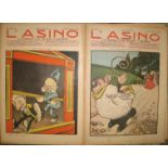 [SATIRE] "L'Asino e il Popolo," disbound text etc., incl. 5 colour plates, Rome, 1908