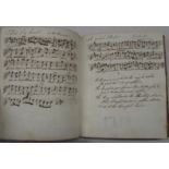 MUSIC SONGBOOK, an early 19th c. sm. 4to oblong musical manuscript with lyrics where appropriate,