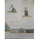 AUSTRIAN COSTUME, etc., collection of watercolour & ink studies, ca. 1835, of which 7 are costume