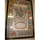 [ROYALTY] a fine 17th c. engraving, early colouring, of the Arms of Charles II, f & g, 42 x 28 cms.