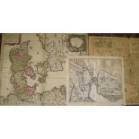 [MAPS] 3 Scandinavian maps: Copenhagen, 1659; Valck's Denmark; Janssonius, Selandiae, small hole. (