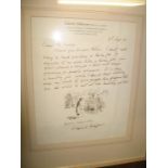 ARDIZZONE (Edward) artist & illustrator: a fine 1 p. a.l.s. with ink sketch, to Mr. Jenks, dated 9th