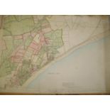 [MAPS - ISLE of WIGHT] 1878 (1886) zincographed map of SANDOWN, hand-col'd, green areas = estate