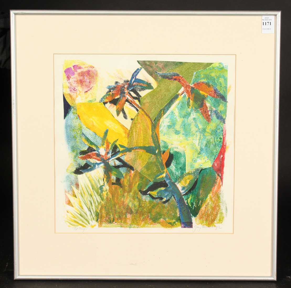 Gay Hutchings (20th/21st century) Spring , monoprint and collage on paper, signed and dated 1922 , - Image 2 of 4