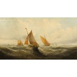 George Knight (19th century) British, Sailboats on choppy seas nearing a port, oil on canvas,