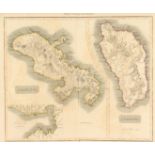 A small collection of maps of islands including Dominica and Martinique and in the Pacific Ocean,