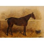 G. Wright, A study of a horse in a stable, oil on canvas, signed, 16 x 22 .