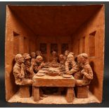 Paul Day (b. 1967) British, A scene of the Last Supper, terracotta sculpture, signed, 26 x 24 x 8.