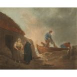 W. Ward after Morland, Fisherman Going Out , hand coloured Mezzotint, inscribed (Ward s name applied