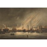 Clerk after Condy, The Fire in The H. M. Dockyard At Davenport , an engraving of the Great Fire of