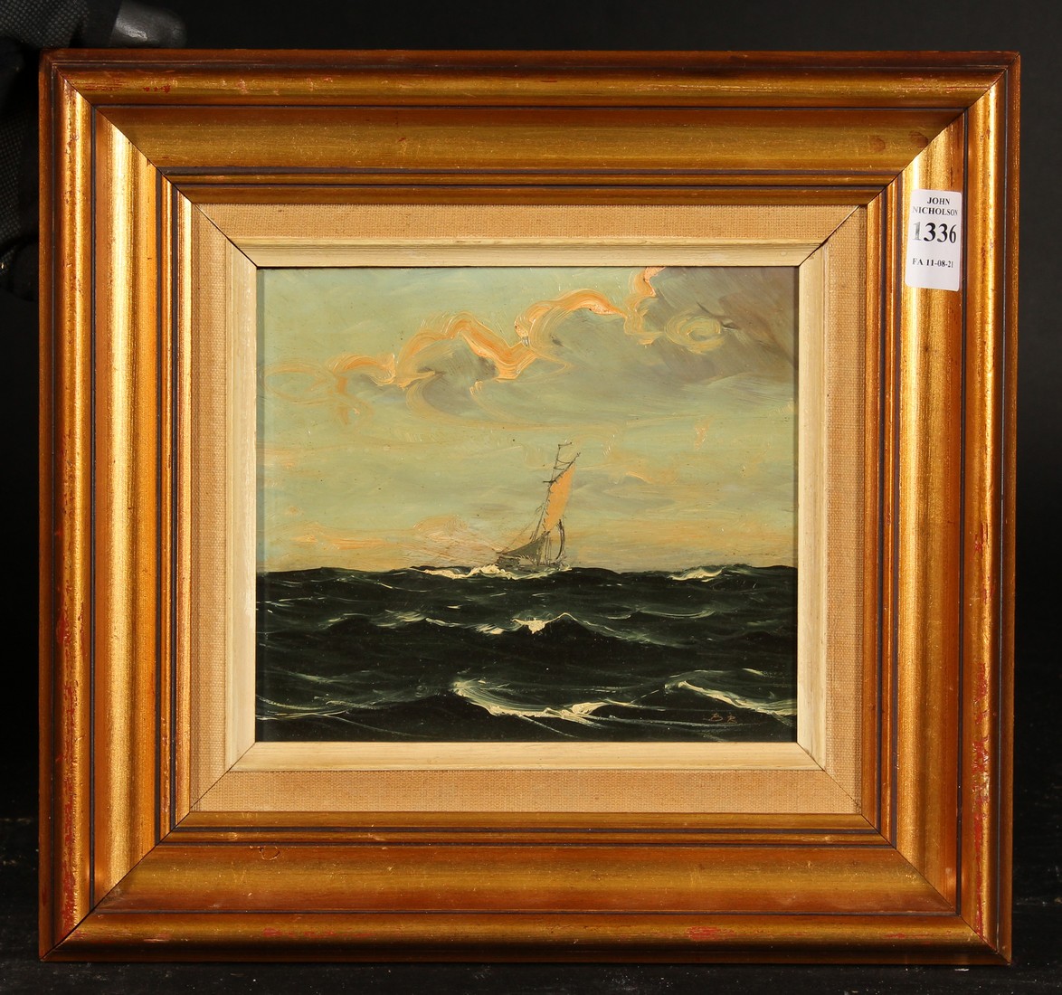 Mid-20th century Swedish school, A view of a sailboat in rough seas, oil on board, signed with - Image 2 of 8