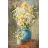 Mid-20th Century British Impressionist School, a still life study of mixed flowers, oil on canvas,