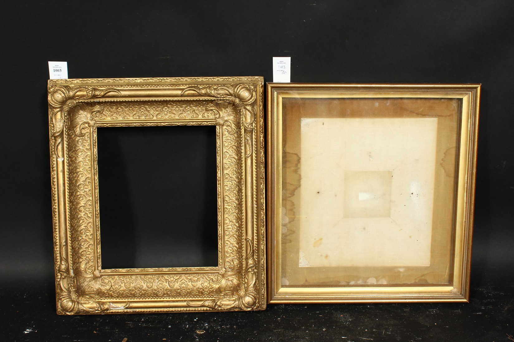 A 19th century gilt composition frame, rebate size 11.5 x 9.5 , 29.5 cm x 24.5cm, along with a box - Image 2 of 3
