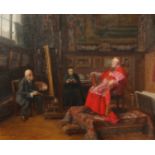 Henri Brispot (1846-1928) French, a seated cardinal having his portrait painted in a grand