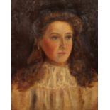 Early 20th Century School, A head and shoulders portrait of a young lady, oil on canvas, 17 x 14 ,