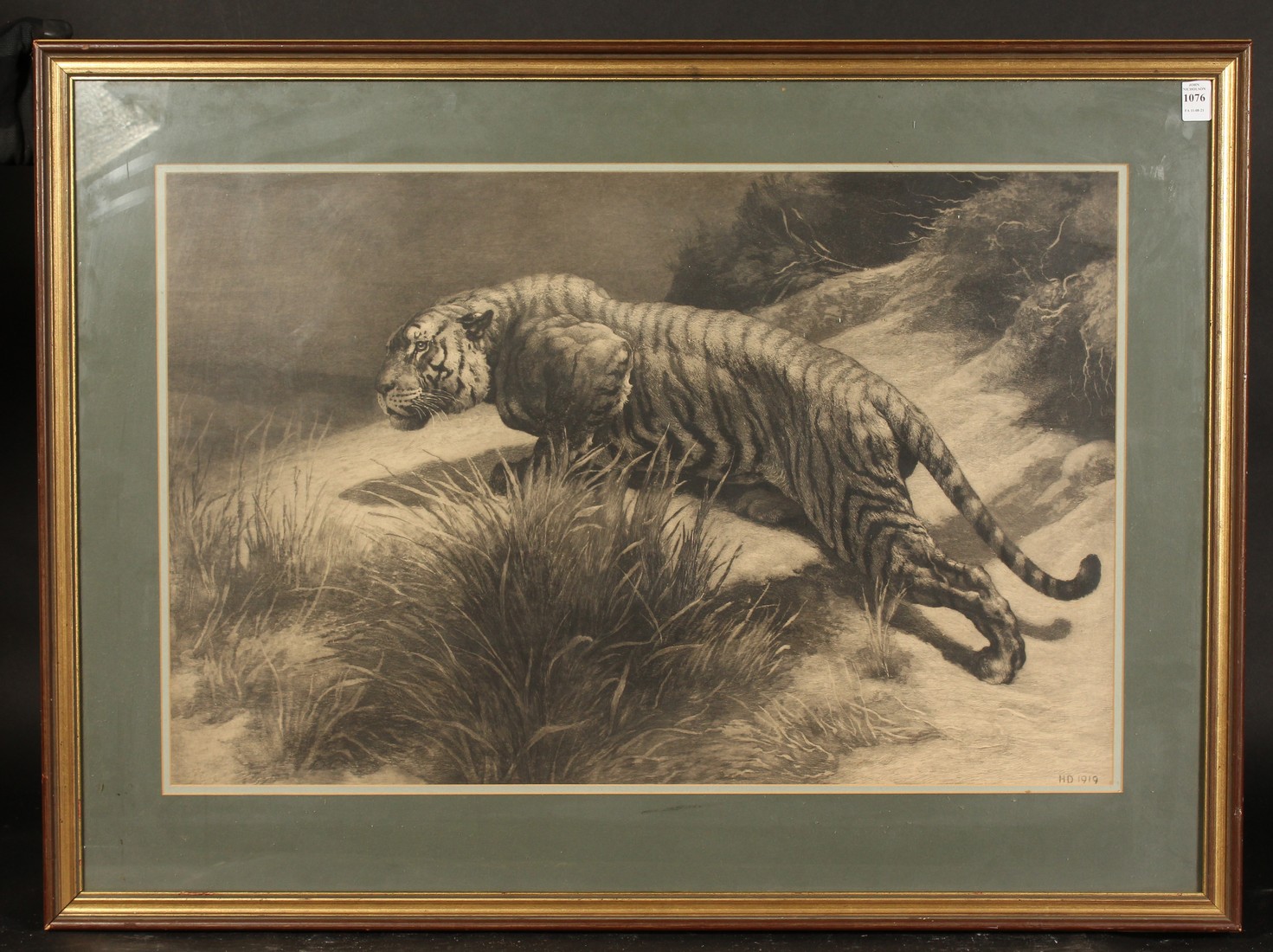 Herbert Dicksee (1862-1942) British, The Startled Tiger , etching, 18.5 x 28.5 . - Image 2 of 4