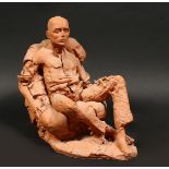 Paul Day (b. 1967) British, A study of a seated man, terracotta sculpture, signed and dated 1997 ,