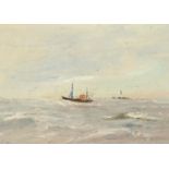 A pair of oil on board impressionist studies, landscape and marine, oil on board, signed, 4.5 x 6.