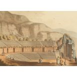 A pair of prints circa 1803 of Egyptian subjects, the ancient theatre of Cacamo, and the Grotto by