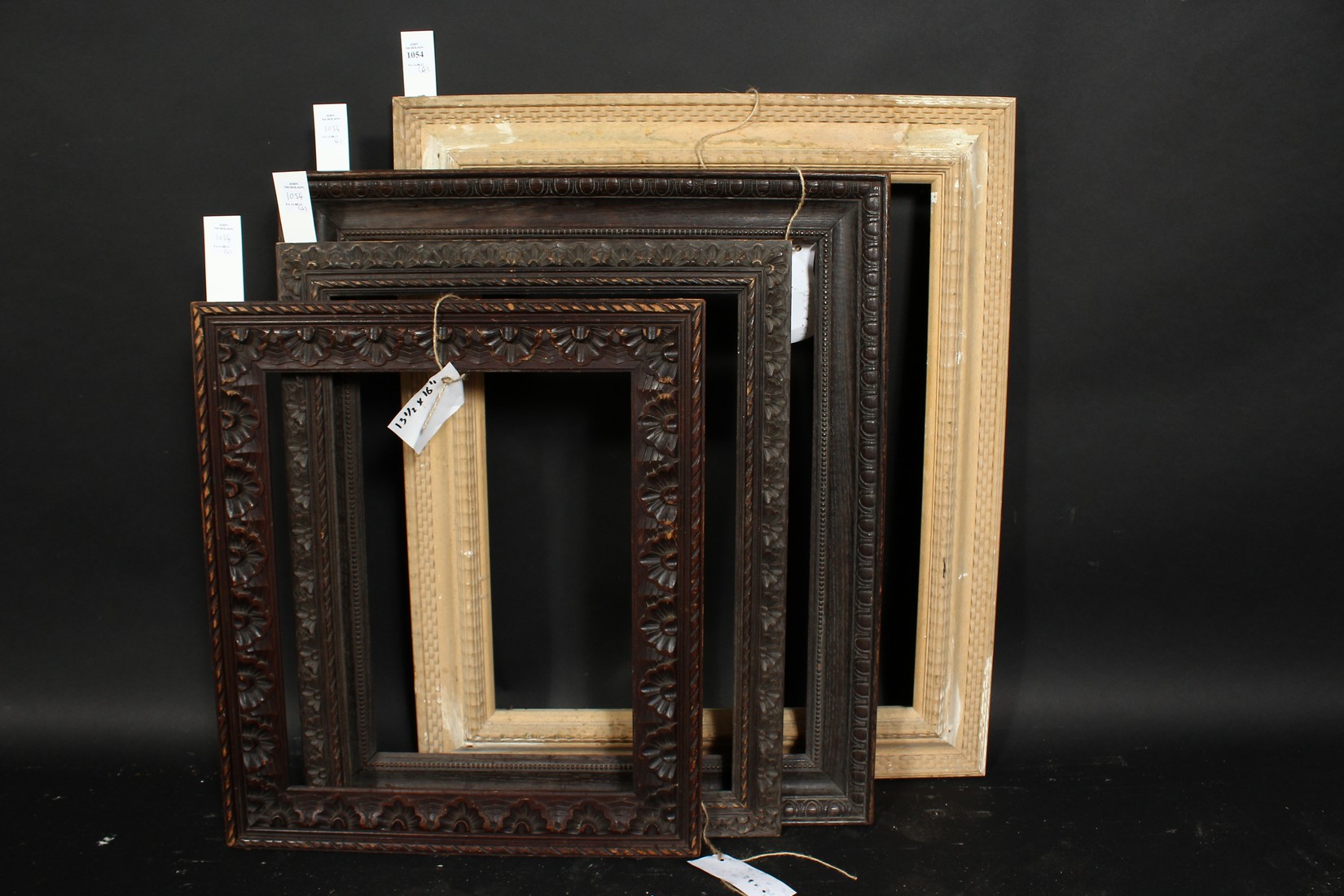 A Dutch style ripple moulded frame, rebate size 17.75 x 21.5 , 45cm x 55cm, along with a group of - Image 2 of 3