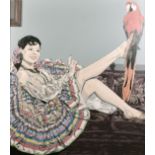 Colin McMaster (20th/21st century) Irish, 'Armida and her parrot', acrylic on canvas, signed verso