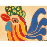 Attributed to Malcolm de Chazal (1902-1981), a study of a cockerel, gouache on arches paper, signed,