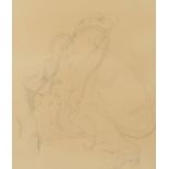 20th century, Follower of Maggi Hambling, A mother tending to her baby in a stroller, pencil