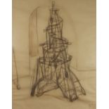 Kcho, Alexis Leiva Machado (b. 1970) Cuban, A Helter Skelter made up of oars, pastel on Canson Mi-