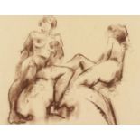 Peter Collins (1923-2002) brown chalk nudes, brown chalk on paper, 11.75 x 15 .