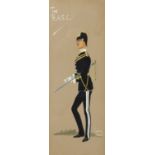 Manner of Snaffles, A pair of watercolours of military officers, 12 x 5 , along with a further