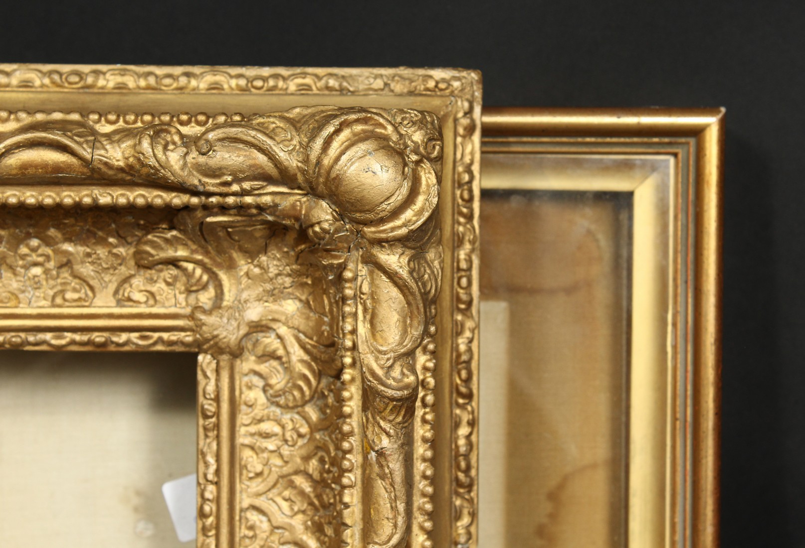 A 19th century gilt composition frame, rebate size 11.5 x 9.5 , 29.5 cm x 24.5cm, along with a box