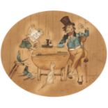 19th century, 'Dick Livireller and the Marchioness at Cribbage', An oval card playing scene, print