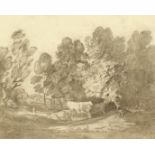 After Thomas Gainsborough, Cattle in a wooded landscape etching with the number 11 in the top left-